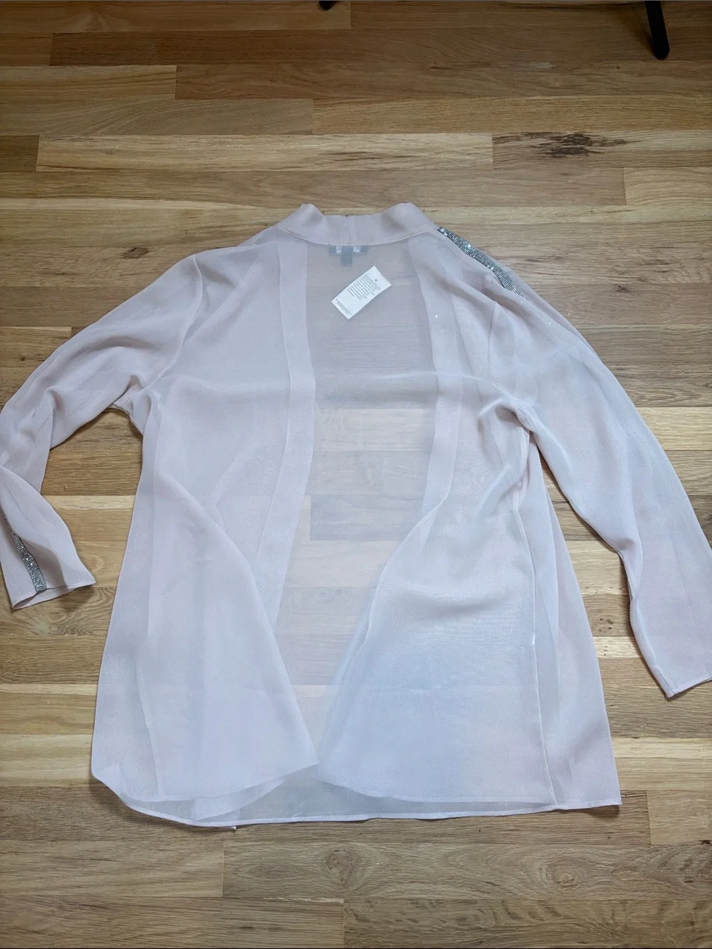 NWT Prelude Blush Sheer Open Front Cardigan with Crystal Sleeve Detail